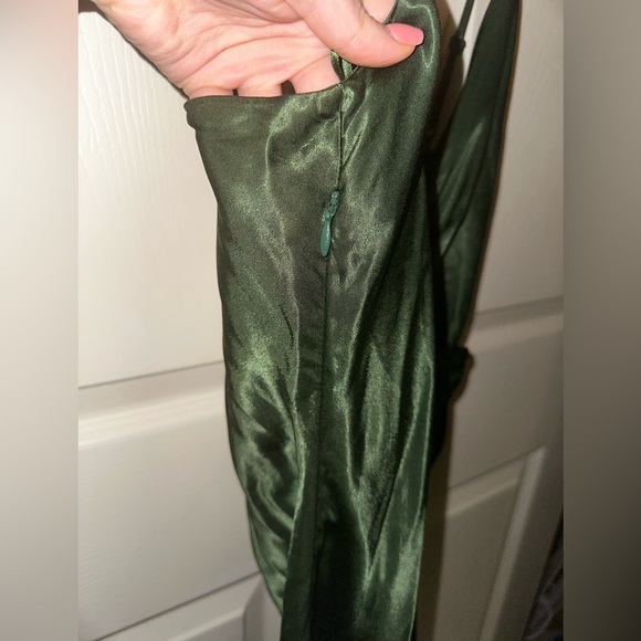 NWT Zara Elegant silky Green Dress L wedding guest formal bridesmaid event - Picture 9 of 11